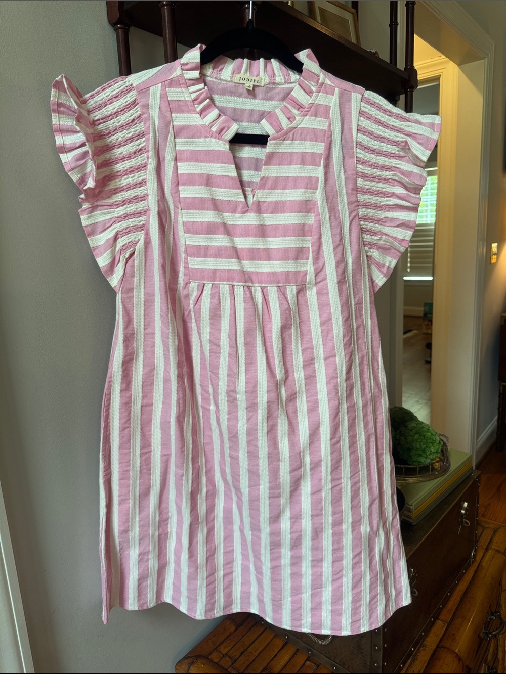 JODIFL Pink and White Striped womens  Dress